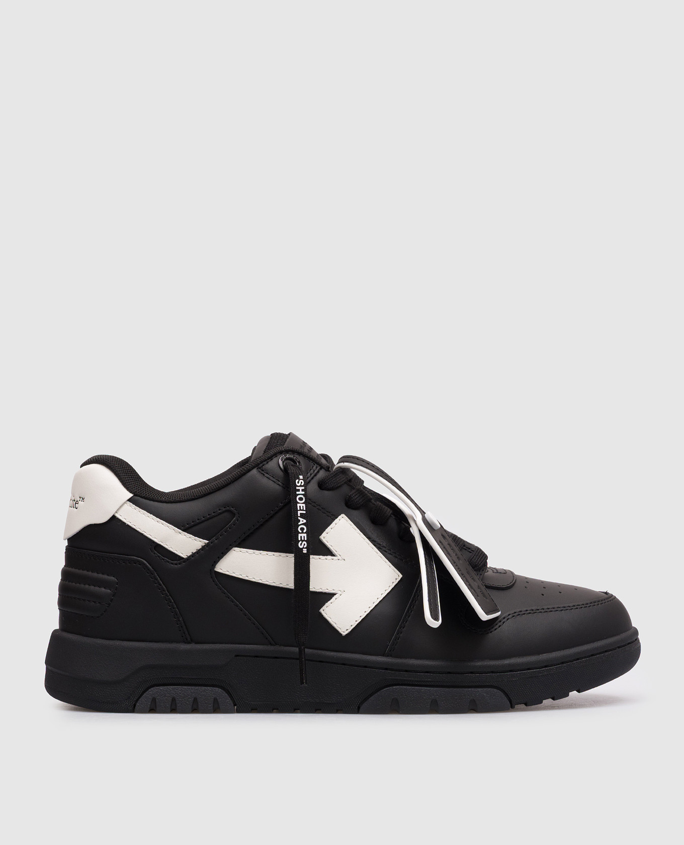 Out Of Office black leather sneakers with logo