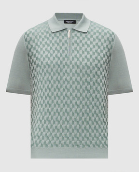 Stefano Ricci Green polo shirt with patterned silk K818110P31F26176