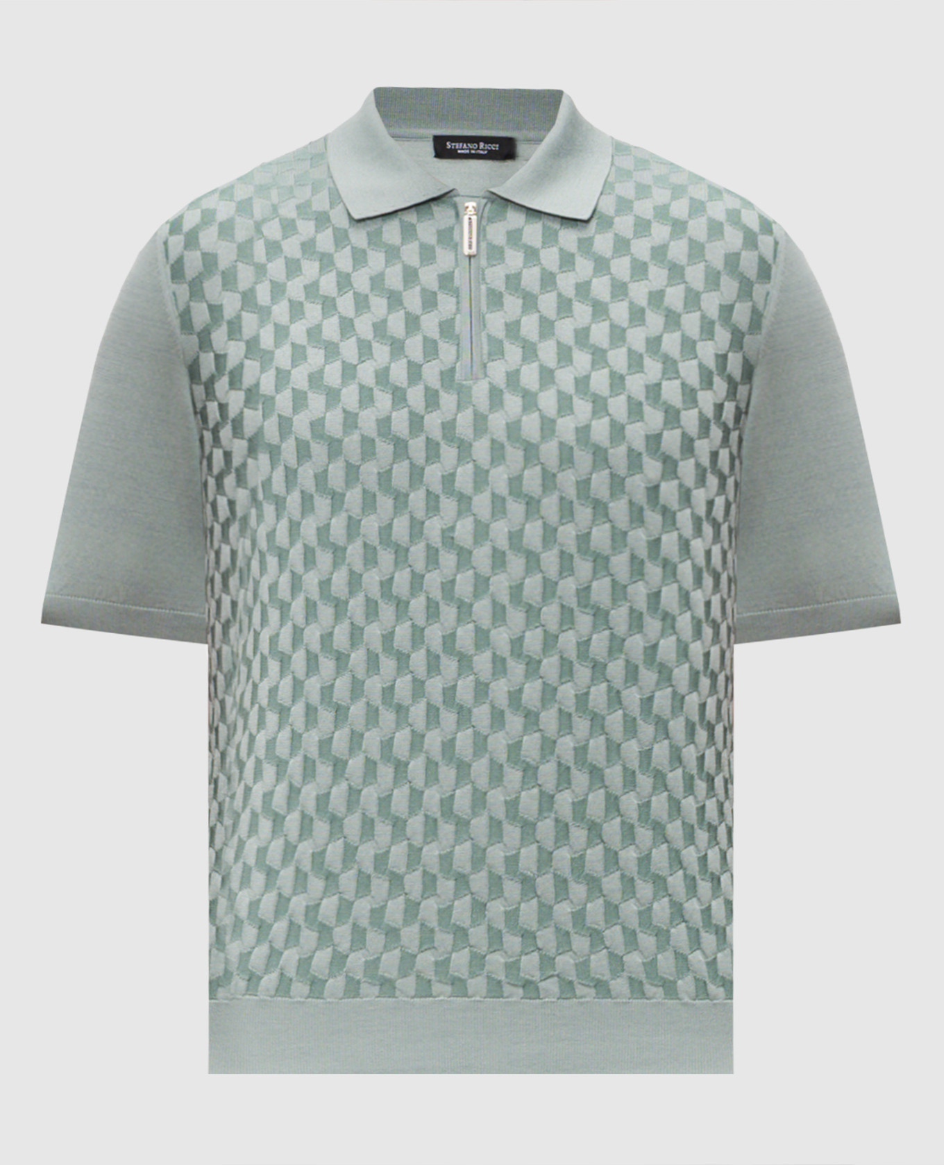 Green polo shirt with patterned silk