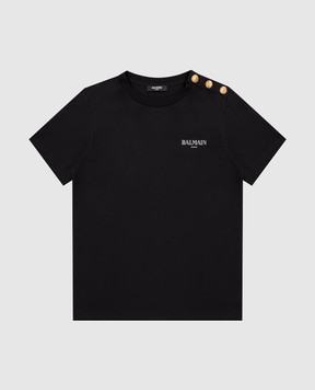 Balmain Children's black T-shirt with logo print BY8Q21Z36721214