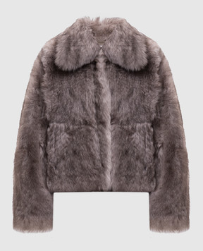 Babe Pay Pls Gray sheepskin coat with turn-down collar 2505TOSKANA