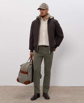 Brunello Cucinelli Brown down jacket with contrasting trim MV4061606