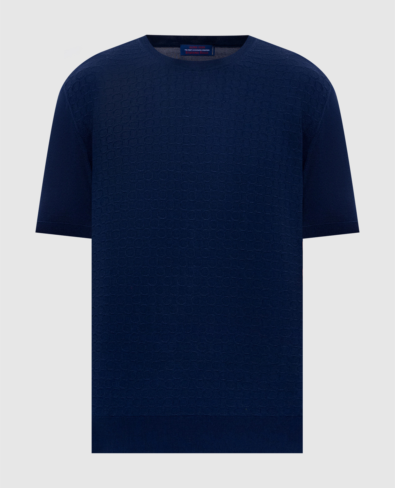 Blue wool, cashmere and silk patterned T-shirt Stefano Ricci