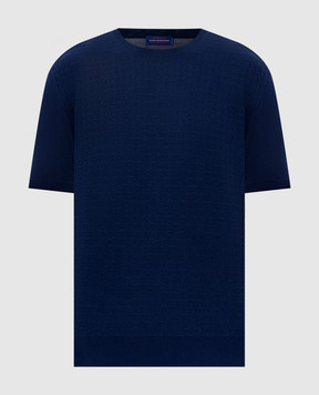 Stefano Ricci Blue wool, cashmere and silk patterned T-shirt W505507G10W26150