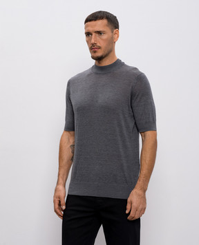 Brunello Cucinelli Gray silk t-shirt MNB805404