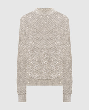 Brunello Cucinelli Gray openwork sweater with wool and sequins MRG562500