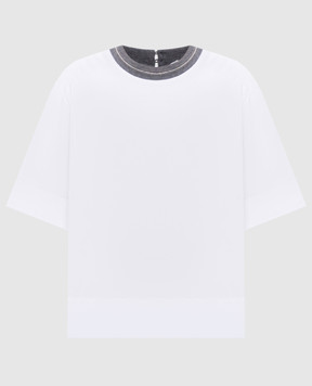 Peserico White T-shirt with chain A06868J0B0079