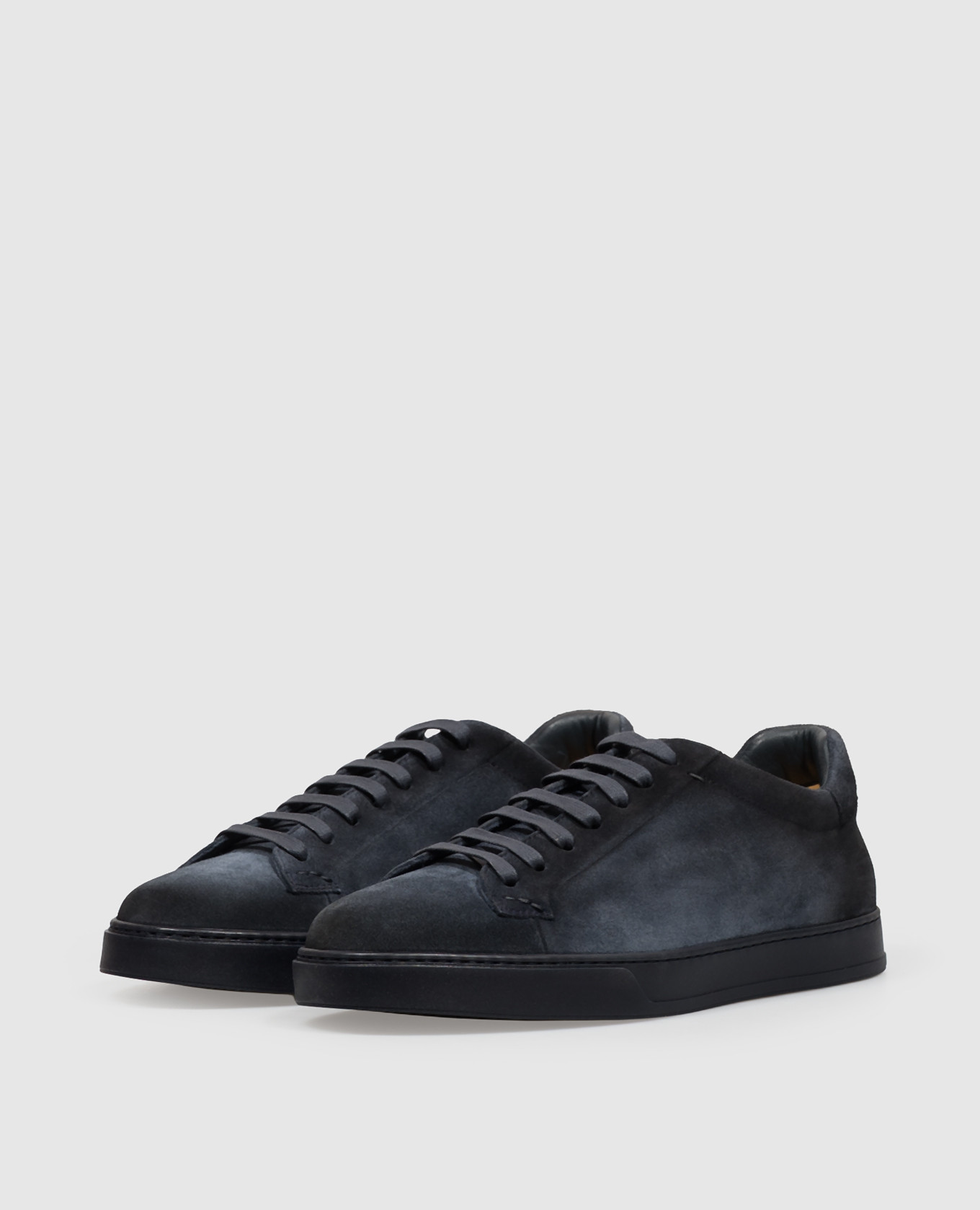 Blue suede sneakers with textured logo Doucal's 2