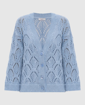 Peserico Blue openwork cardigan with sequins A99055F0309110