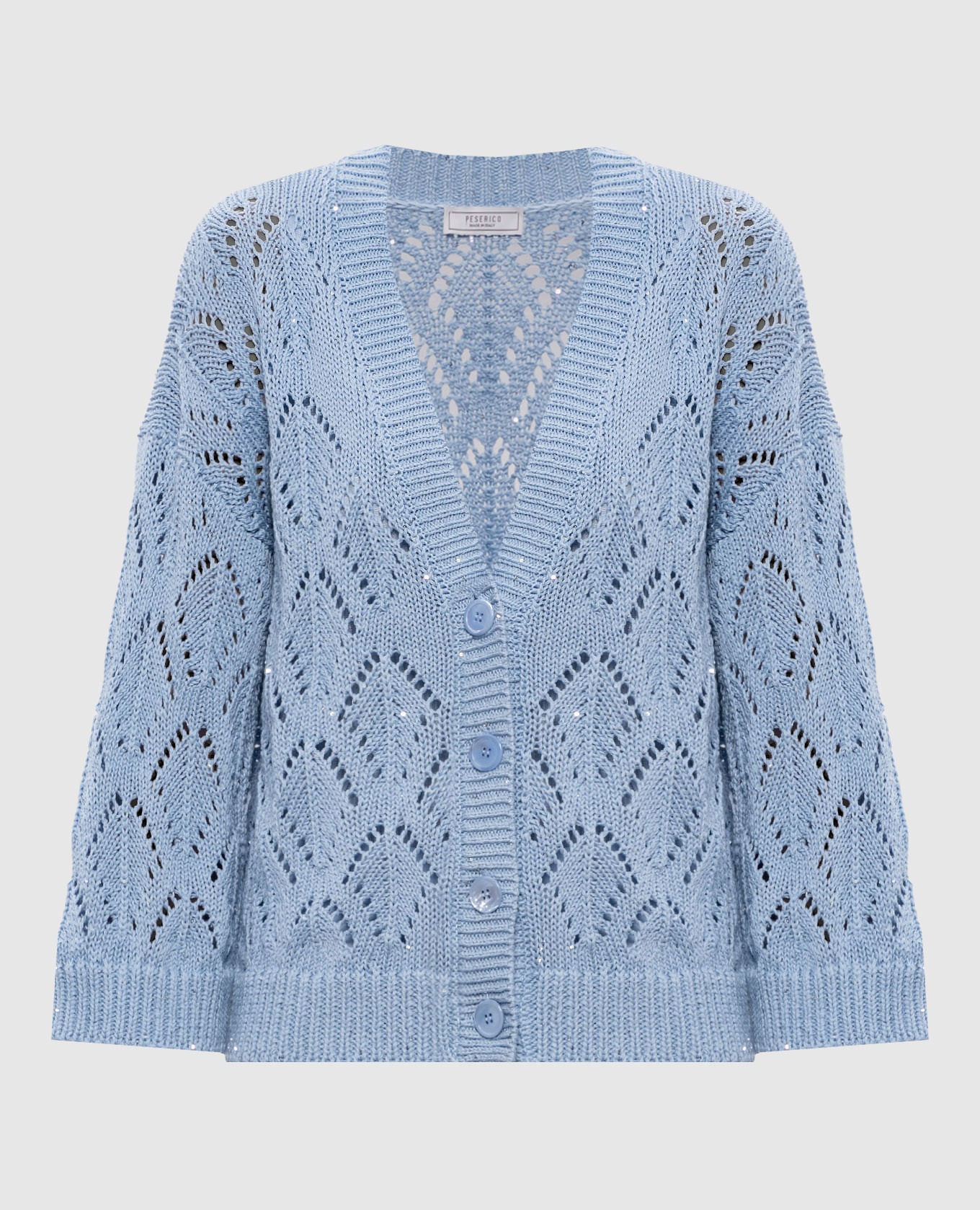 Blue openwork cardigan with sequins