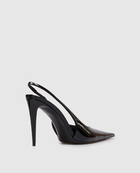 Saint Laurent Black patent leather slingbacks GUERMANTES 8705051TVAN