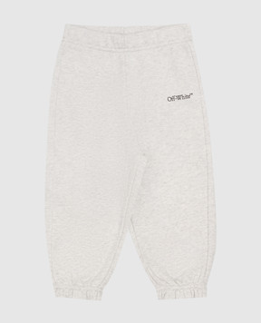 Off-White Kids' grey melange joggers with logo print 44BXD001F26F002