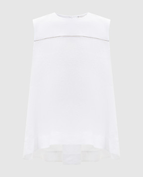 Peserico White linen top with monil chain S0819602647