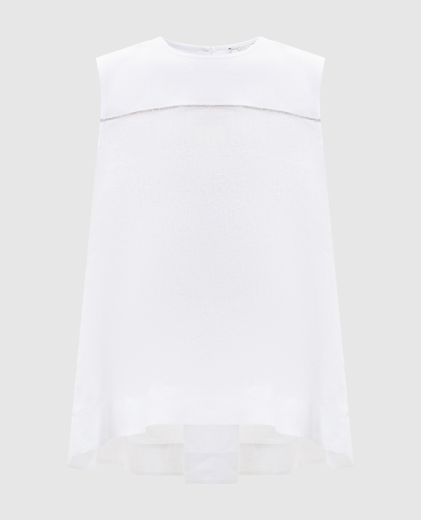 White linen top with monil chain