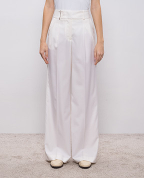 Peserico White wool pants with monil chain E0451805815