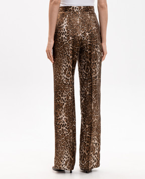 Max Mara TROMANA brown leopard print silk pants MSTROMANA