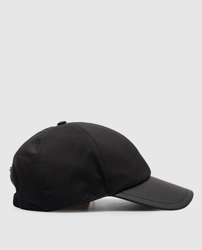Stefano Ricci Black cap with leather peak and emblem MCV61NV15EPL001H