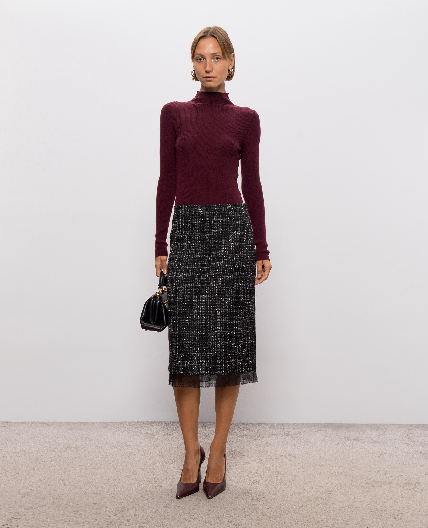 Burgundy ribbed wool turtleneck Twinset 2