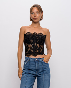 Dolce&Gabbana Black lace corset bustier top F72X4THLMQJ