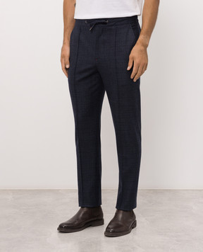 ISAIA Blue checked wool pants PNC05399627