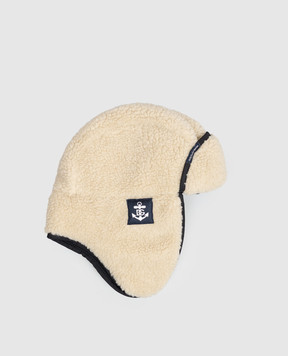 Dolce&Gabbana Children's beige earflap hat with monogram patch LB5H83FUP7V