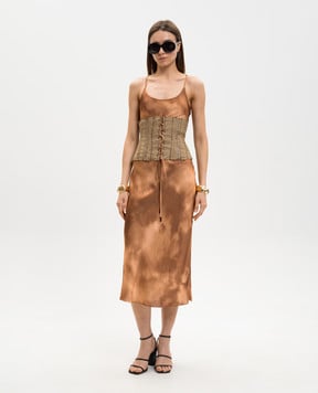 Masnada Brown patterned linen corset 8014
