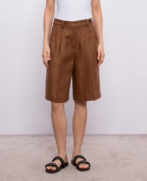 Brunello Cucinelli Brown linen Bermuda shorts MH527P9183