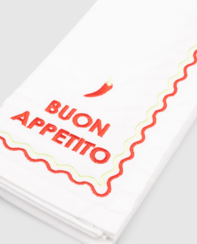 Vondels Set of white serving napkins BUON APPETITO with linen 1250000450025