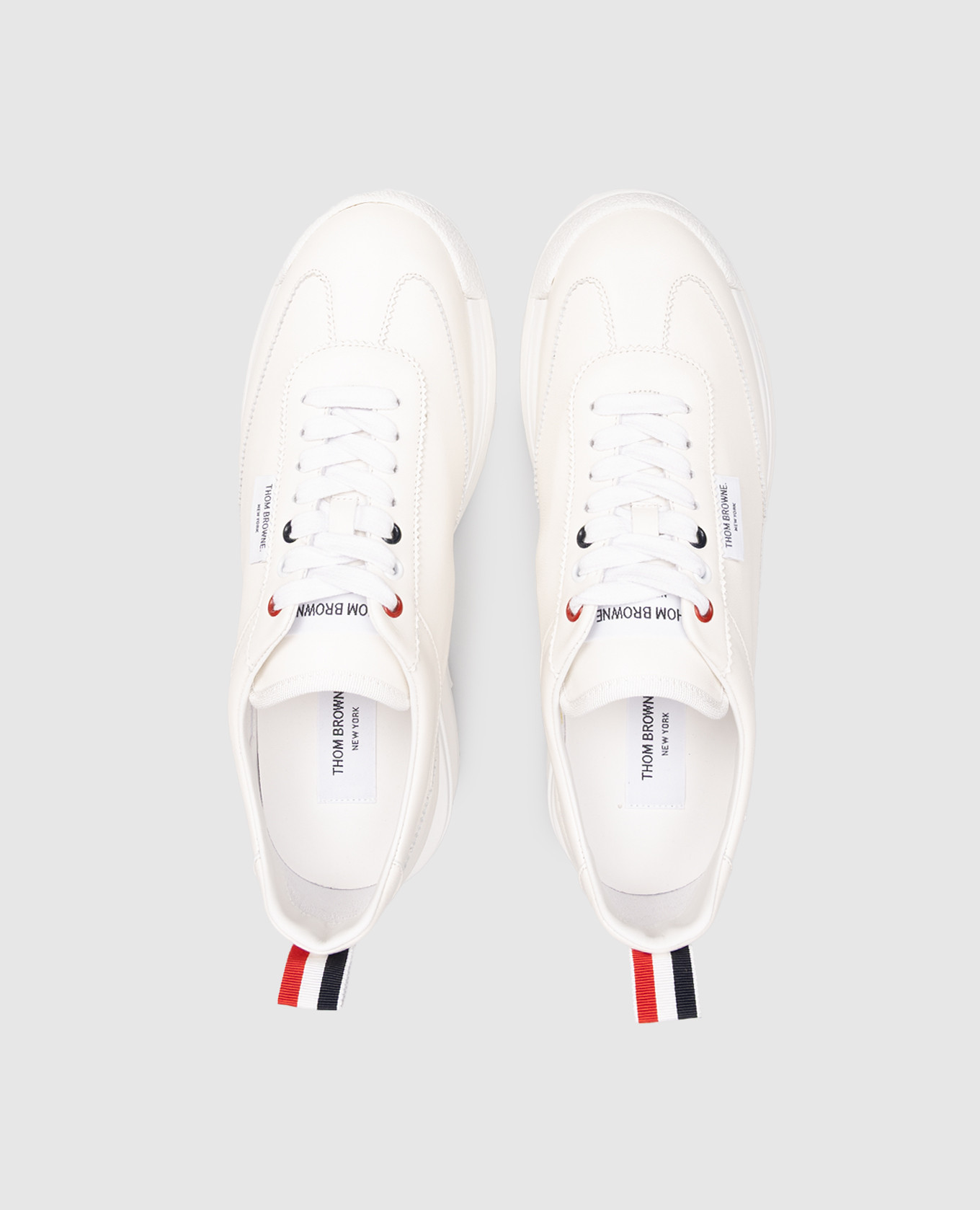 

White Varsity Leather Sneakers Thom Browne