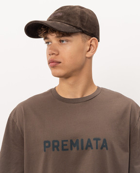 Premiata Brown suede cap with logo embroidery BALLMOKA