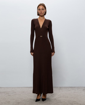 Twinset Brown dress with pleating 262TT3450
