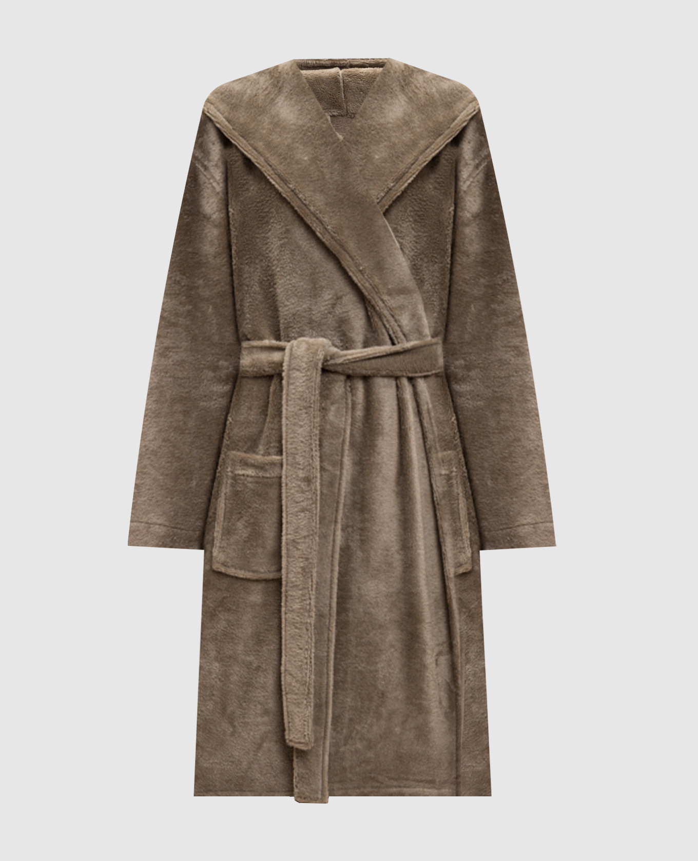 Brown terry robe with hood