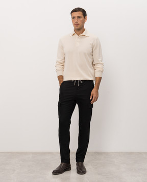 Marco Pescarolo Black wool and cashmere cargo pants TOR5429
