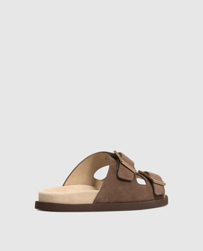 Brunello Cucinelli Brown flip-flops with logo engraving MZUSOLY235