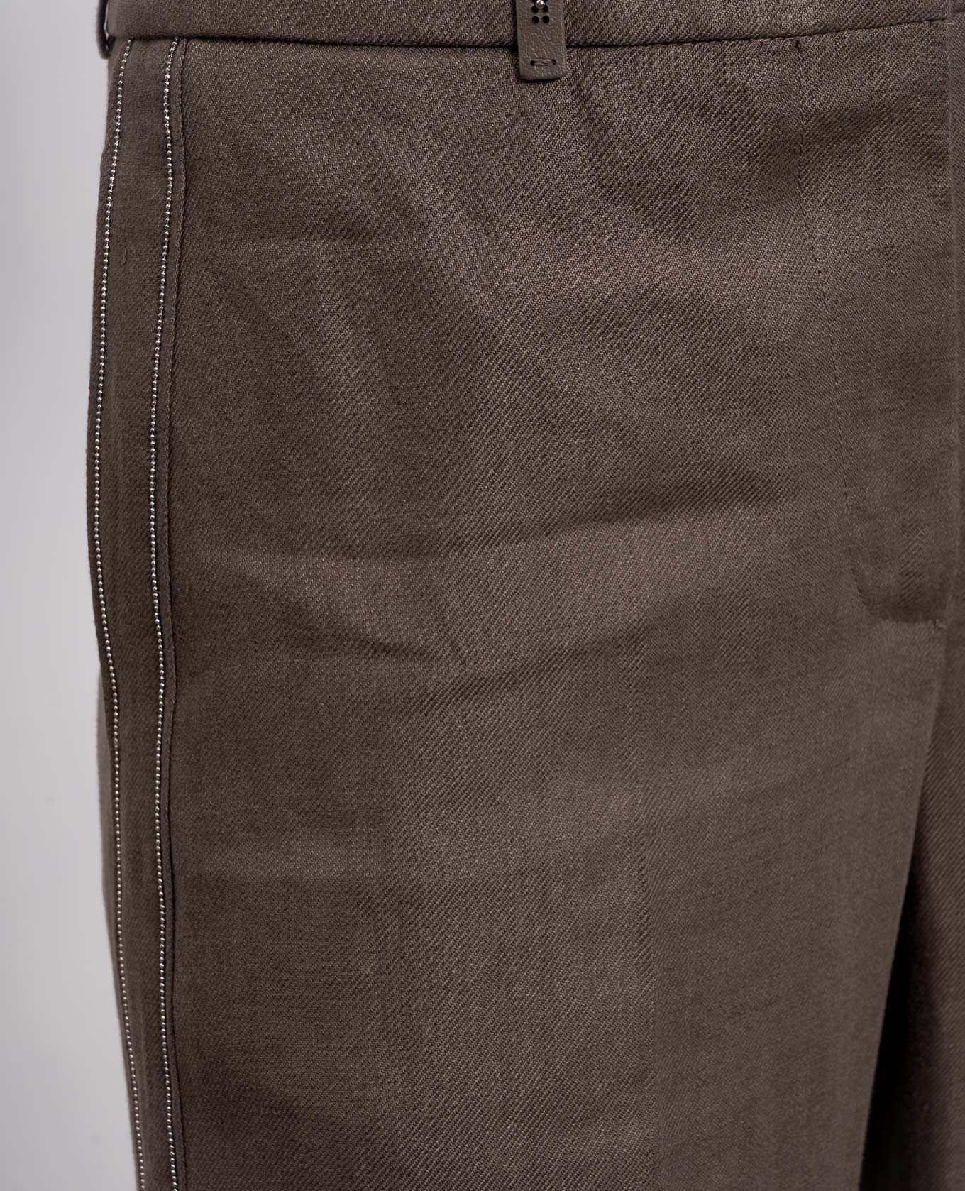 Brown linen pants with chain Peserico 5