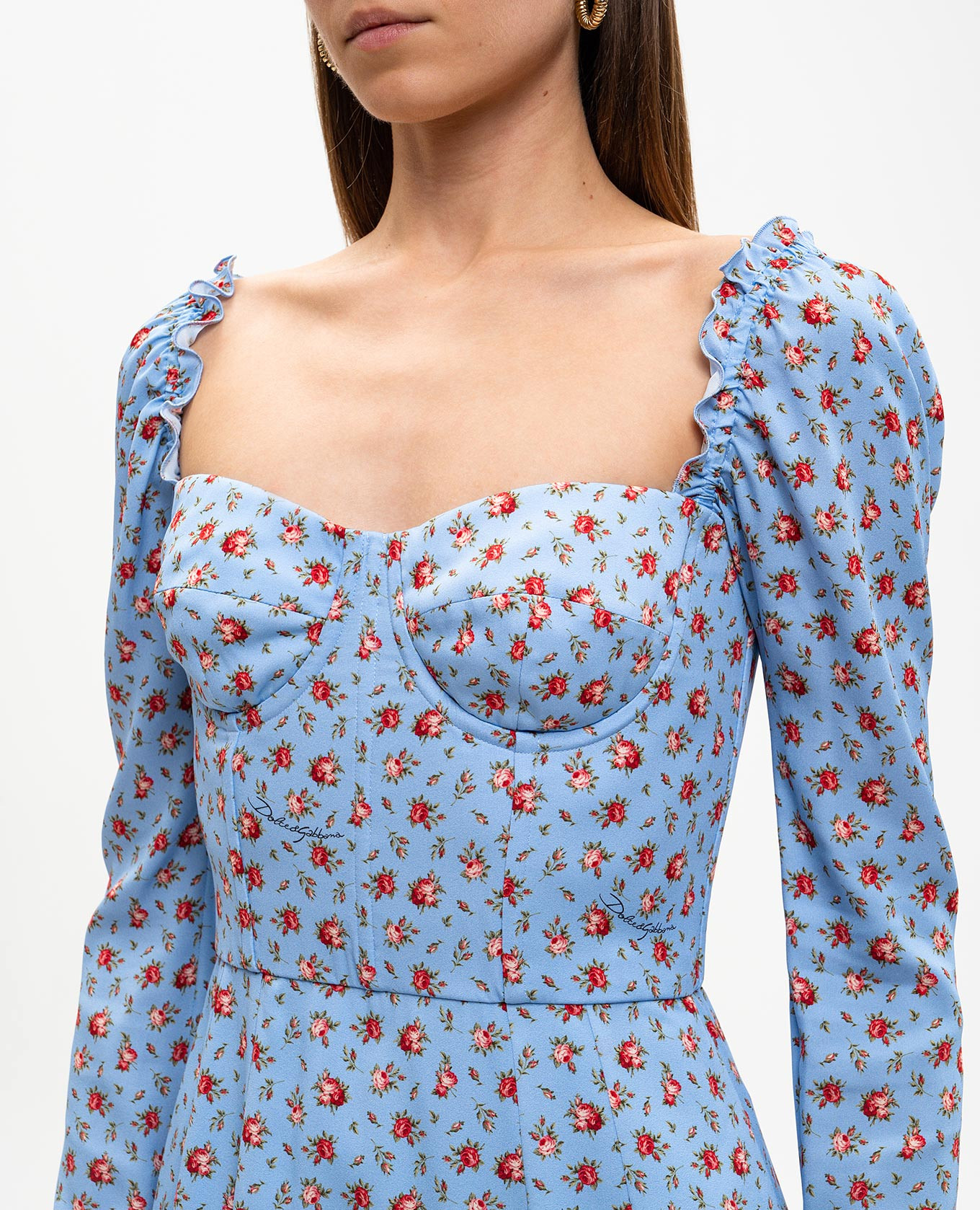 Blue dress with printed silk Dolce&Gabbana 5