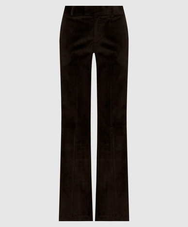 Brown velvet flared pants