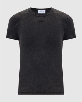 Off-White Grey ribbed T-shirt with vintage effect OWAA065F25JER001