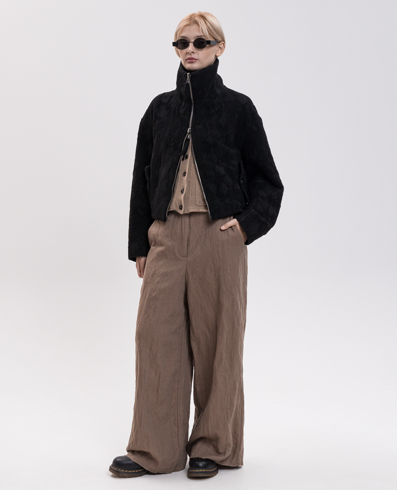 Brown cardigan with wool Masnada 2