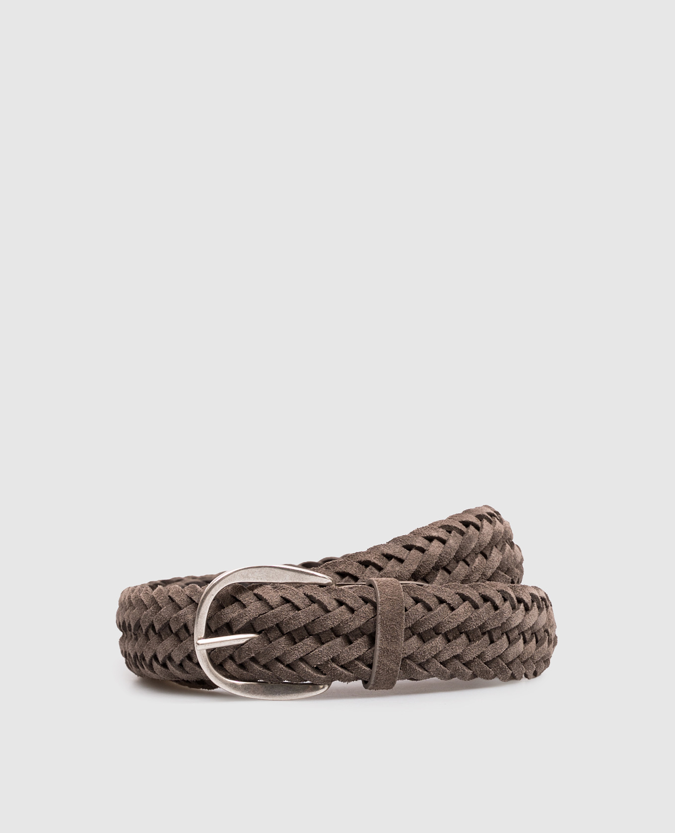 Grey suede Plot belt with weaving