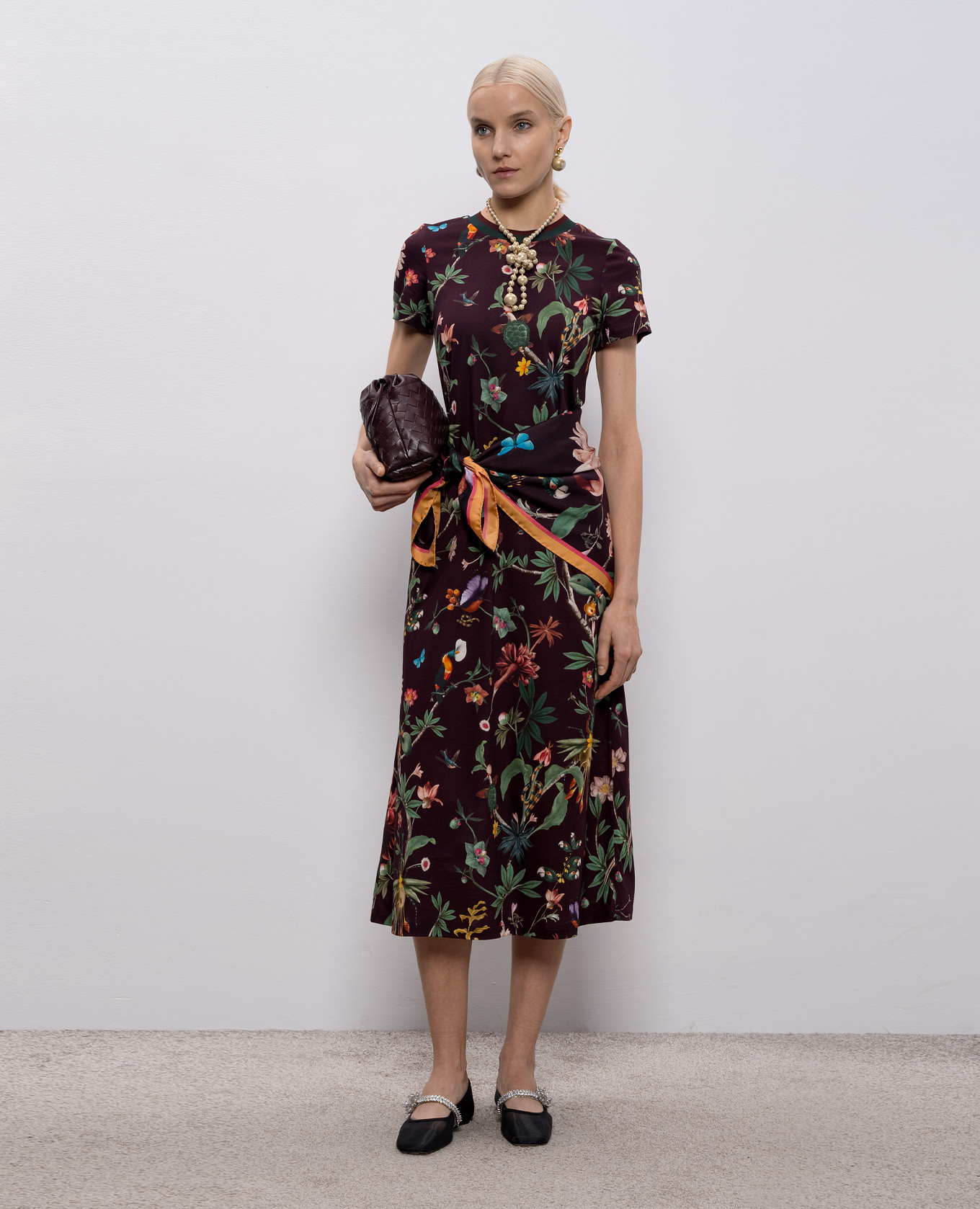 

Burgundy printed midi dress La DoubleJ