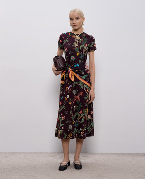 La DoubleJ Burgundy printed midi dress DRE0247JER002ZOF02