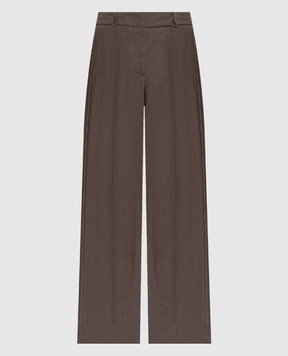 Peserico Brown linen pants with chain A0404002606