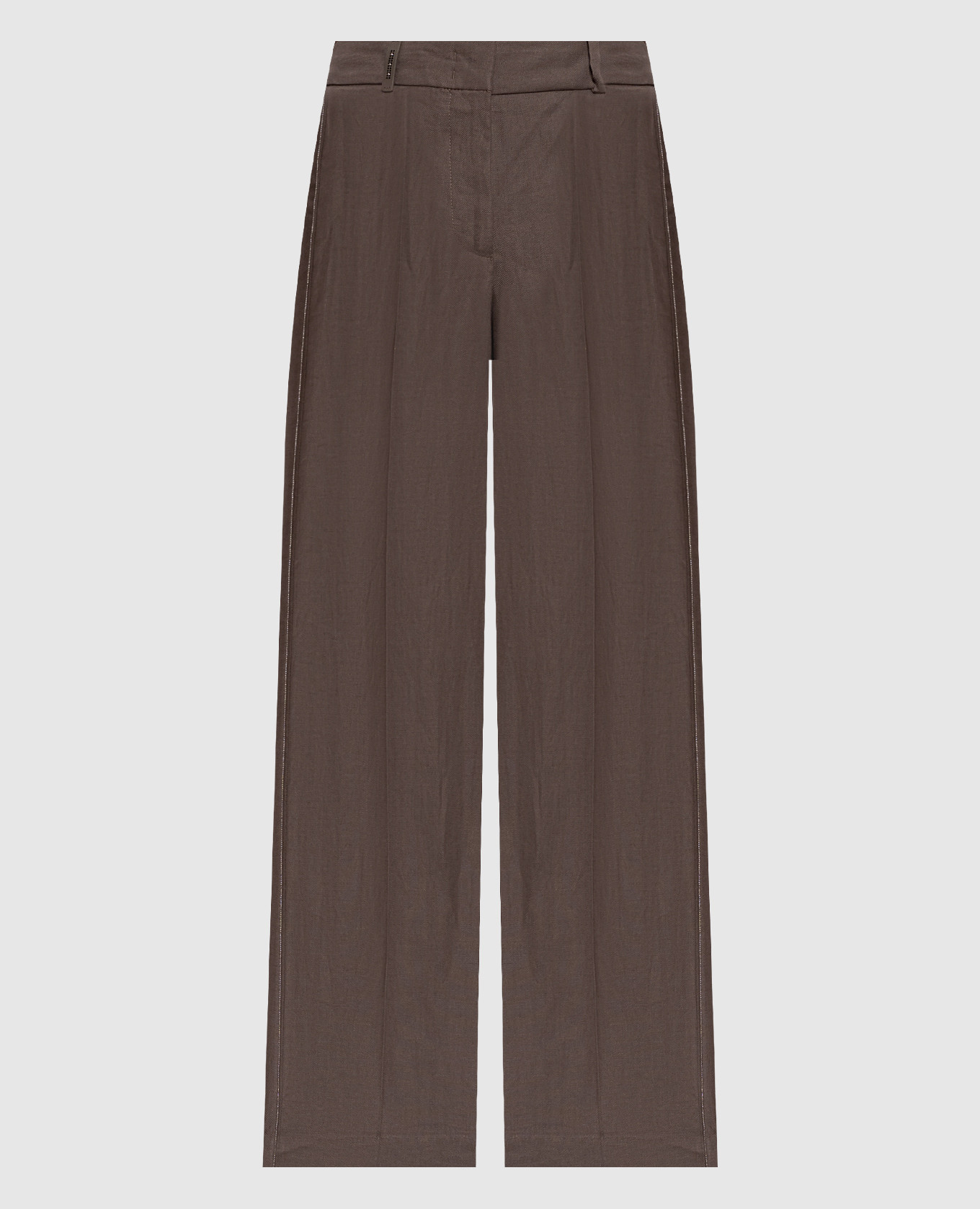 Brown linen pants with chain