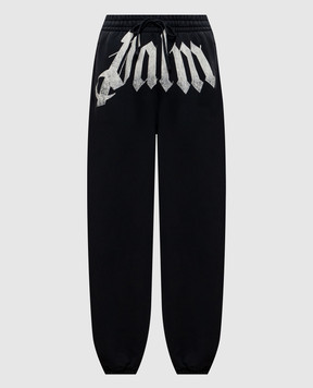 Palm Angels Black sweatpants with logo print PAMCH005FL001w