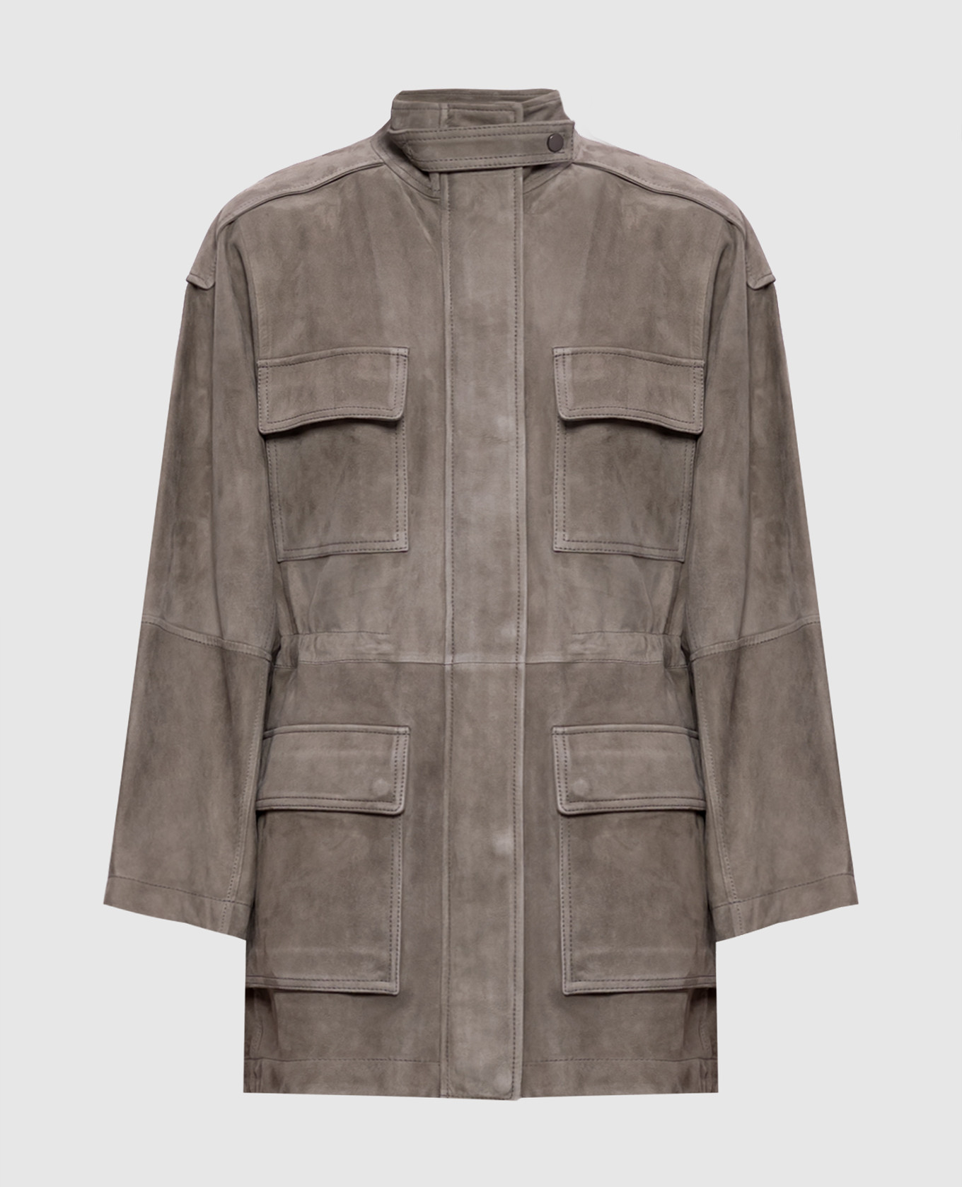 

Khaki suede jacket with monil chain Brunello Cucinelli