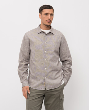 Woolrich Brown linen shirt with pattern CFWOSI2015MRUT3977