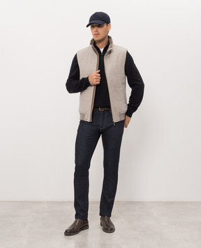Peserico Navy wool and cashmere jumper with zipper R59531F129V470