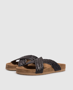 Dragon Black leather flip-flops DGS65109