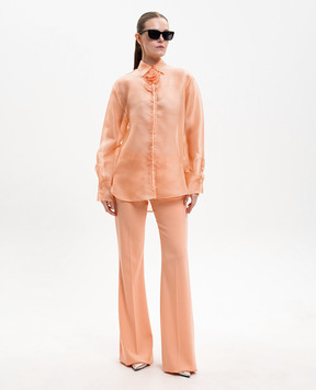 David Koma Orange silk blouse with floral applique RE26DK75T